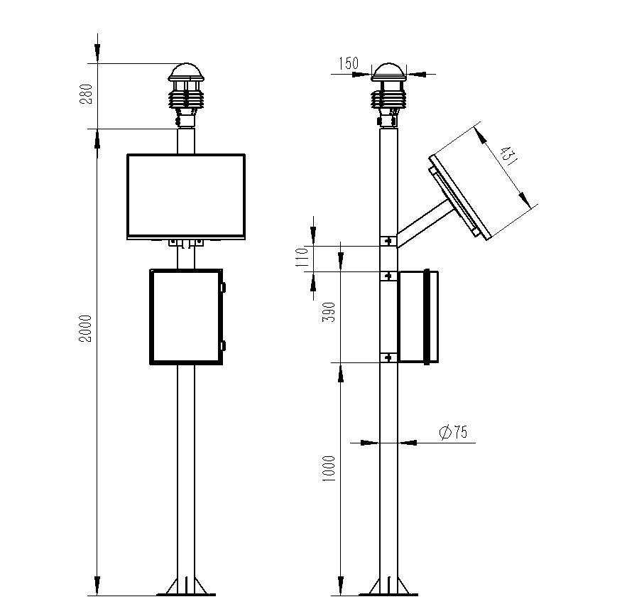 小型气象站系统产品尺寸图